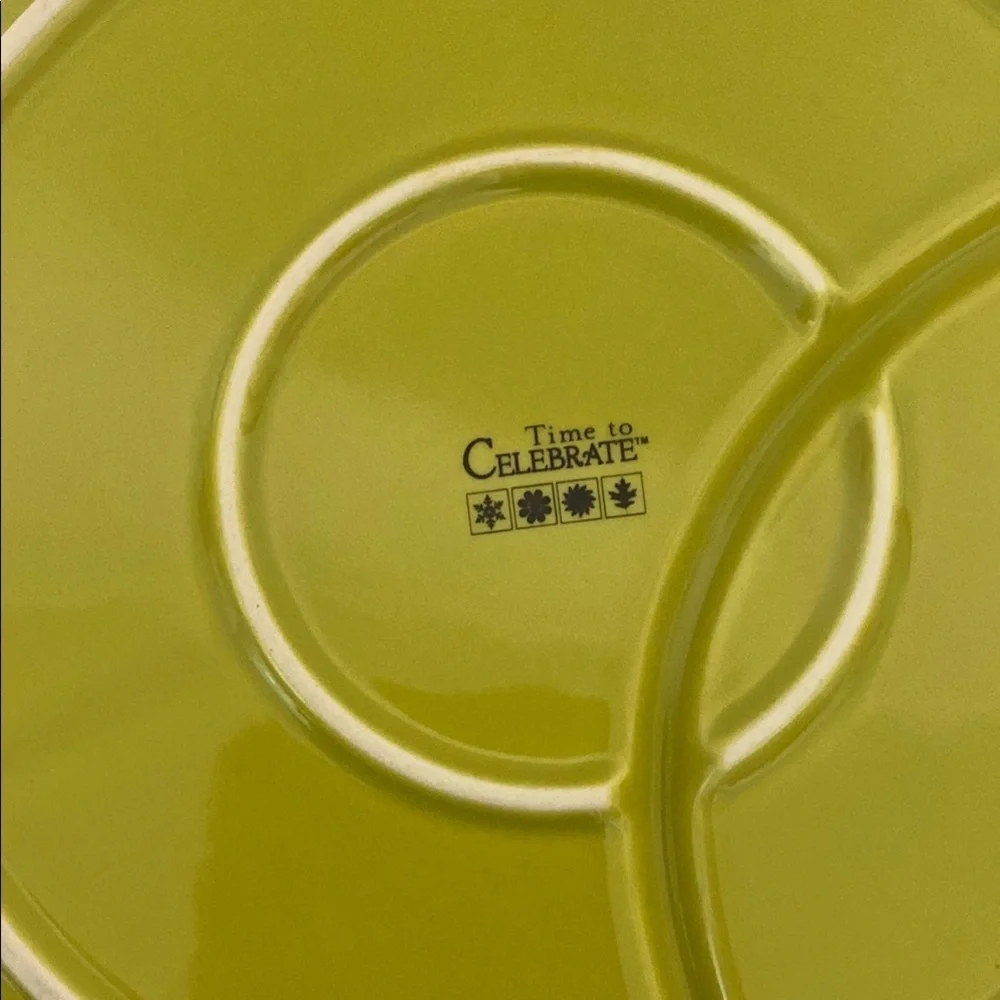 Time to Celebrate set of Two Round Divided Snack Plates 2 Sections